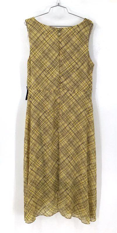 NWT Tommy Hilfiger Women's Yellow Brown Plaid A-Line Dress - Size 14W