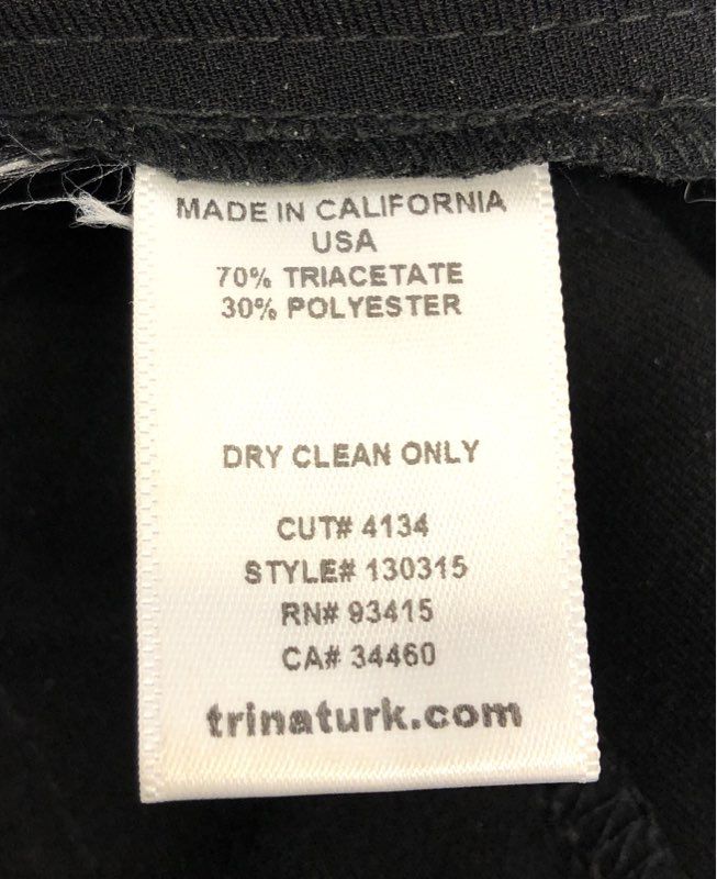 Trina Turk Women's Black Satin Trim Side Zip Ankle Zipper Tapered Pants Sz 2