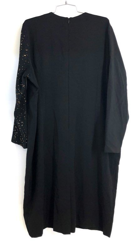Shanis Women's Black Sequin Asymmetric Long Sleeve Shift Dress Sz 54 NWT