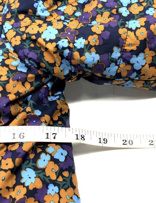 The North Face Girl's Mossbud Swirl Reversible Jacket Floral Navy Orange Sz M