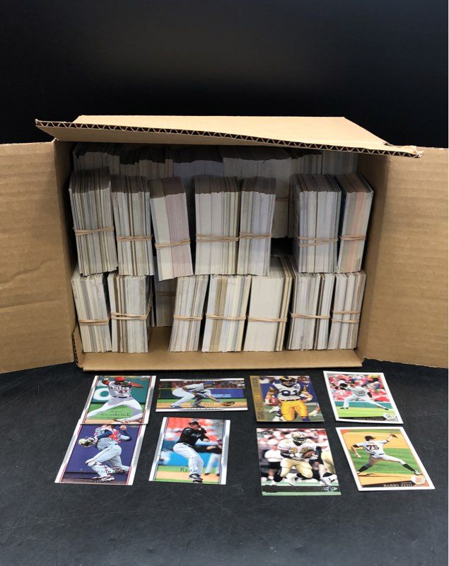 11.6 Lbs. Lot Of Topps Football Baseball & More Cards. Medium Box, Unsorted