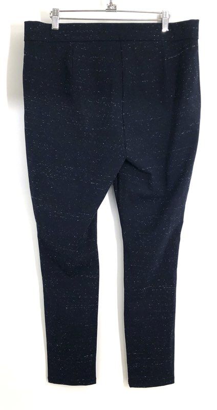 LOFT Women's Navy Blue Speckled Marled Knit Skinny Stretch Pants Sz 14 NWT