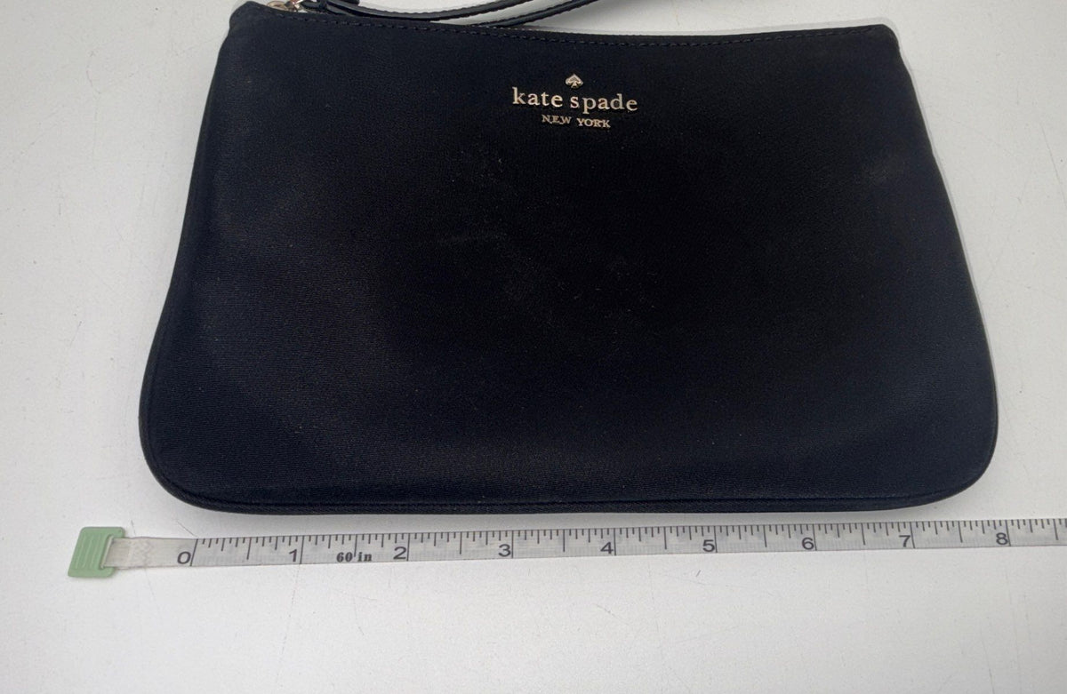 Kate Spade New York Black Nylon Wristlet Small Pouch Clutch Gold Hardware