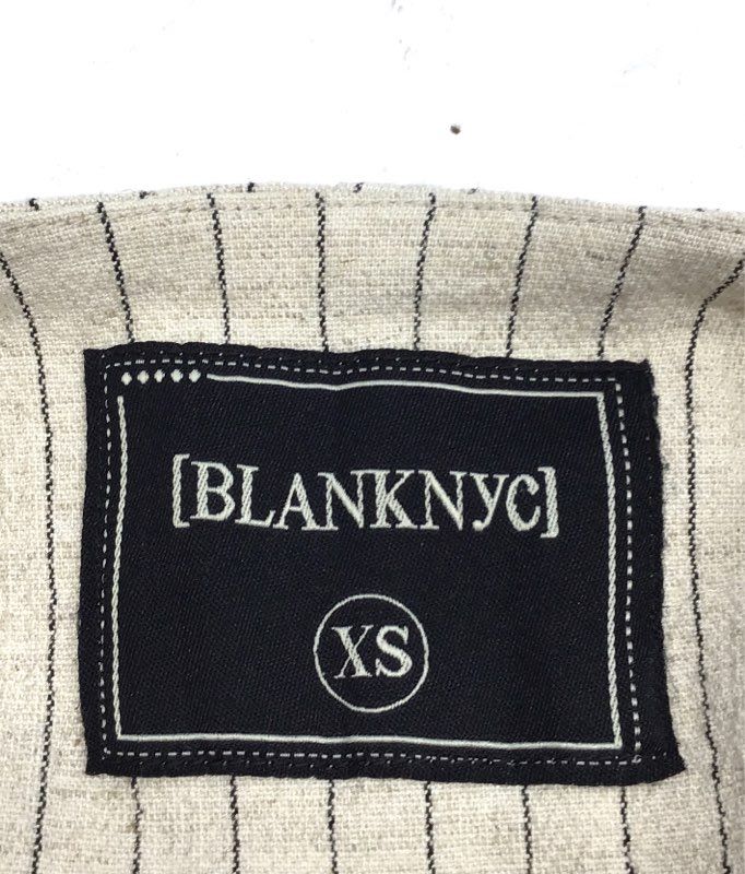BlankNYC Women's Beige Pinstripe Draped Open Front Linen Blend Jacket Sz XS NWT