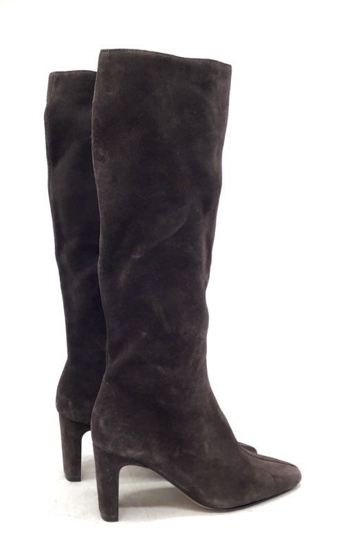Ann Taylor Brown Suede Square Toe Block Heel Knee High Boots Size 5M