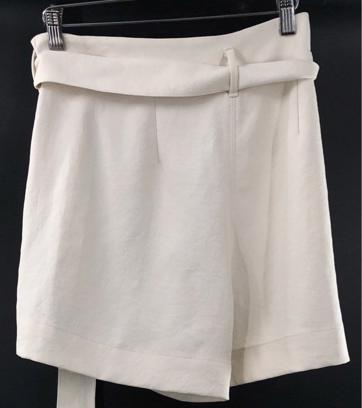 Wilfred Women's Cream Paperbag Waist Belted High Rise Textured Shorts Size 4