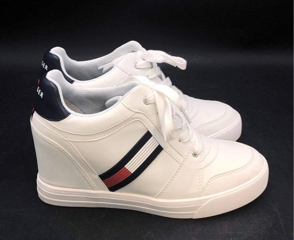 Tommy Hilfiger Delsia White Wedge High Top Fashion Sneakers Women's Size 10