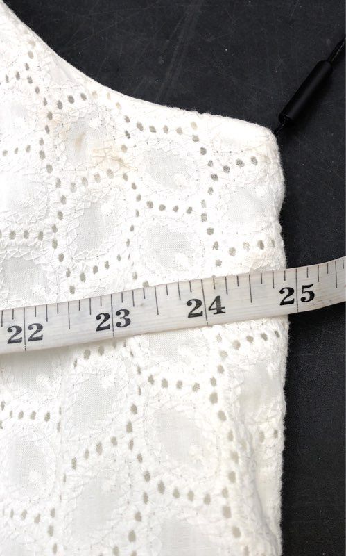 Calvin Klein Women's White Eyelet Cotton Sleeveless Dress Ladder Lace Sz 20W NWT