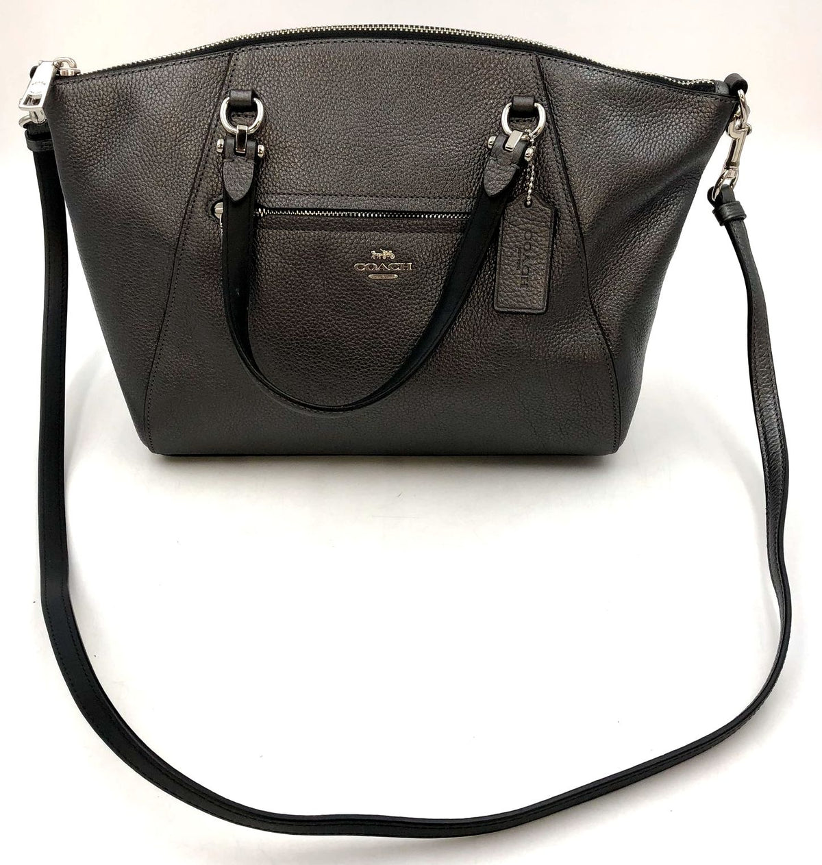 Coach 22788 Metallic Pewter Leather Prairie Satchel w/ Silver-Tone Detail (+COA)