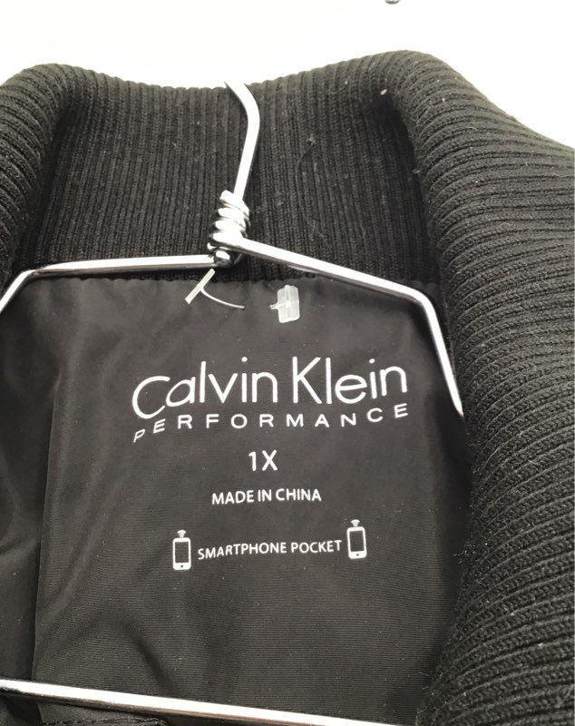 Calvin Klein Women&#39;s Black Collared Full-Zip Performance Vest - Size 1X