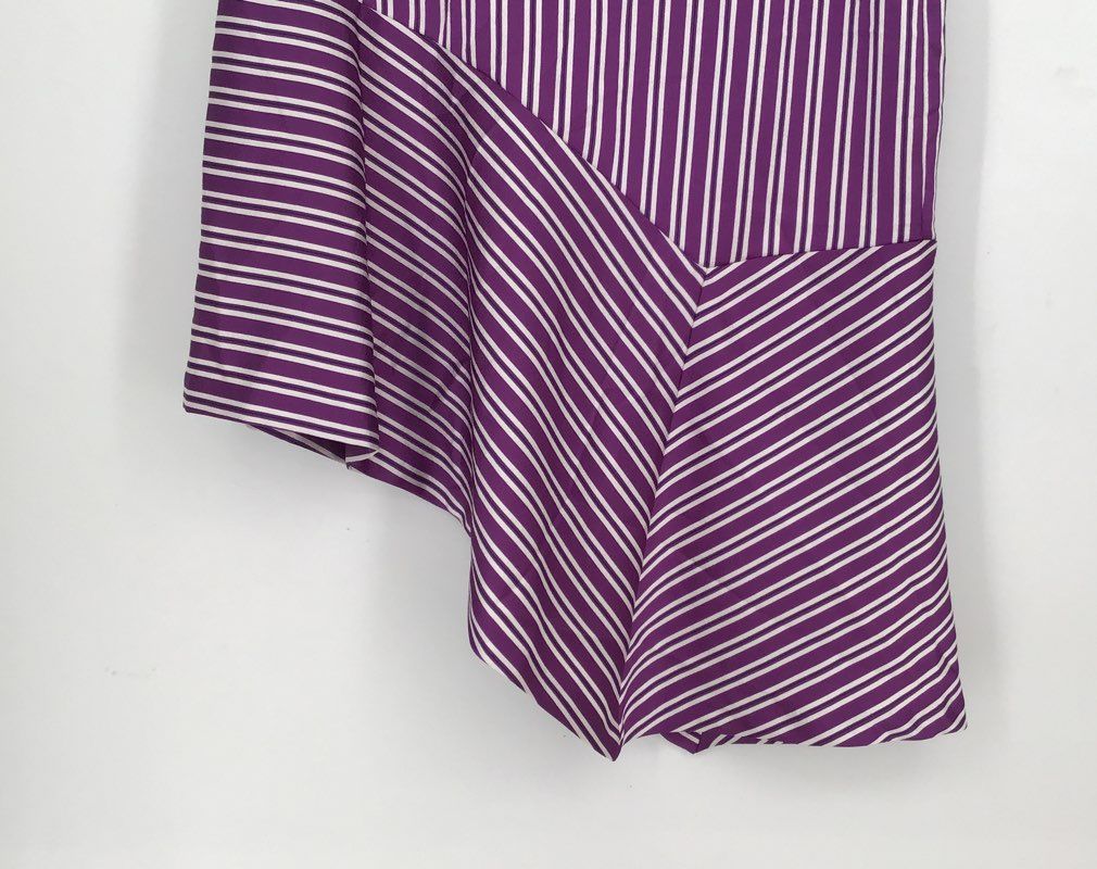 NWT Banana Republic Women&#39;s Purple White Striped Side Zip Flare Skirt - Size 2