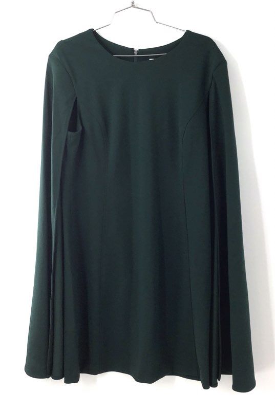 Calvin Klein Women's Dark Green Cape Sleeve Shift Mini Dress NWT Sz 12