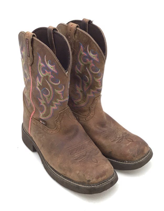 Justin Gypsy L9608 Brown Leather Waterproof Square Toe Western Boots Size 10B