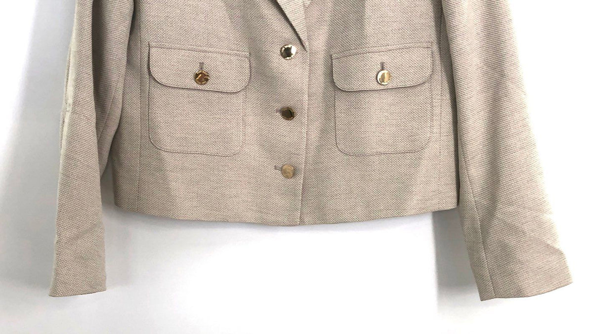 Nine West Women's Tan Multi Textured Three-Button Jacket Notched Lapel NWT Sz XL