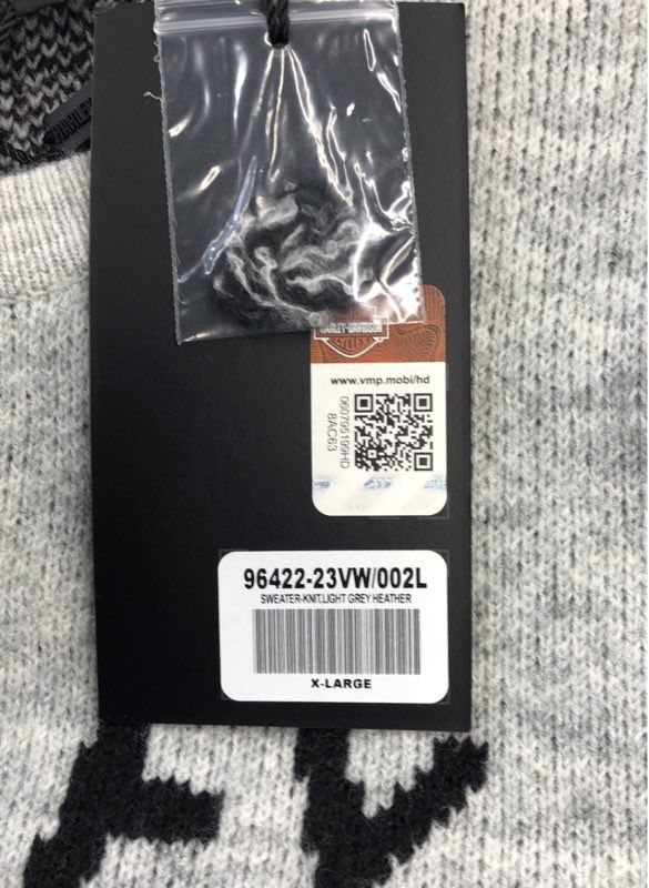 Harley-Davidson Spellout Logo Knit Sweater Light Grey Heather Sz XL
