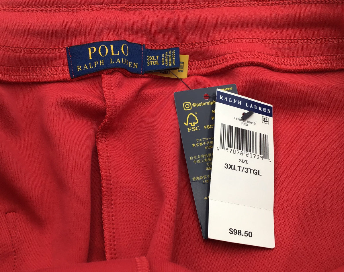 NWT Polo Ralph Lauren Men&#39;s Red Elastic Waist Bermuda Shorts - Size 3XLT