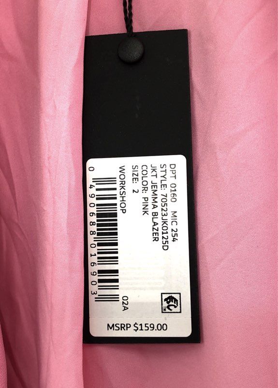 Gianni Bini Women's Pink Jemma Blazer Ruched 3/4 Sleeve Open Front NWT Size 2
