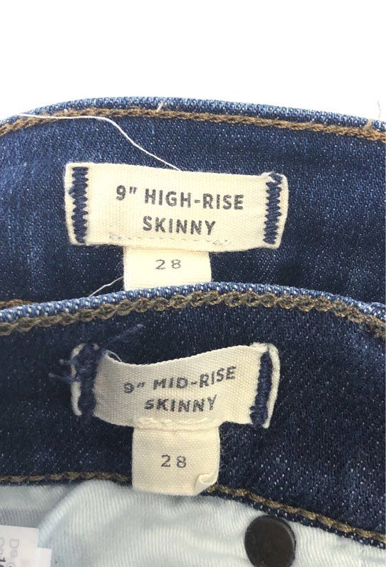 Madewell Women's 2 Pair Jeans Lot Blue 9" High-Rise & Mid-Rise Skinny Sz 28