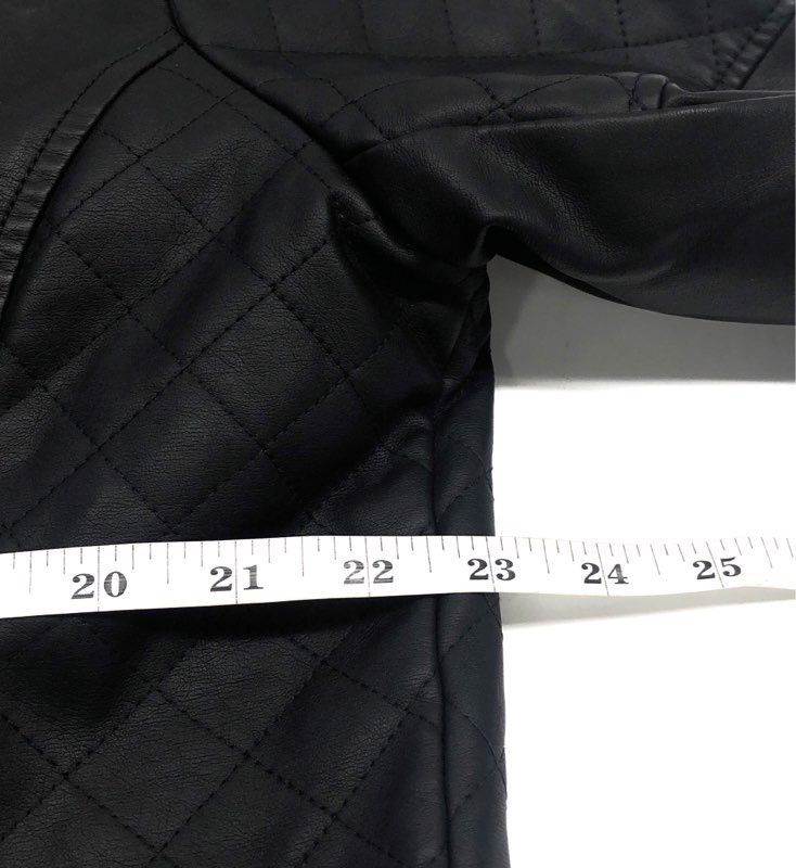 New York & Company Women's Black Quilted Faux Leather Moto Jacket Sz XL