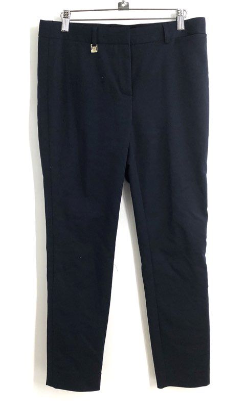 Karl Lagerfeld Paris Women's Navy Blue Stretch Cotton Blend Slim Trousers Sz 6