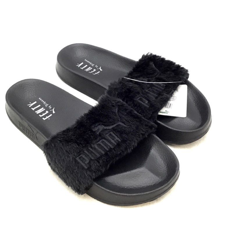 NWT Puma Women&#39;s Leadcat Fenty 36226603 Black Silver Slide Sandals - Size 7.5