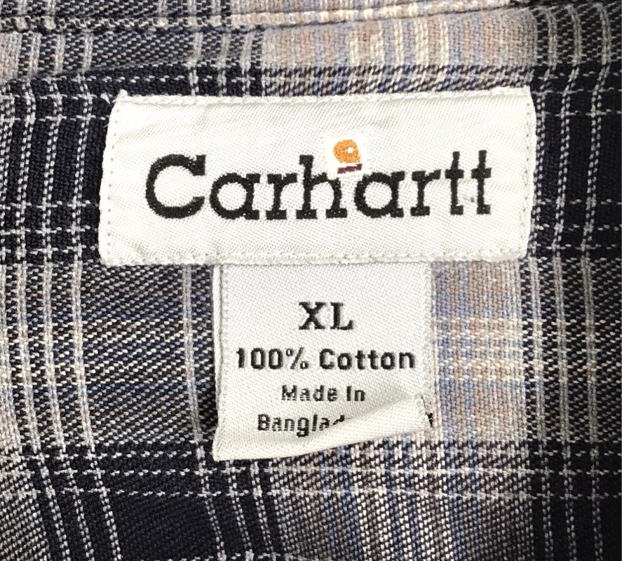 Carhartt Flannel Lined Rugged Canvas Workwear Shirt Jacket Blue Sz XL