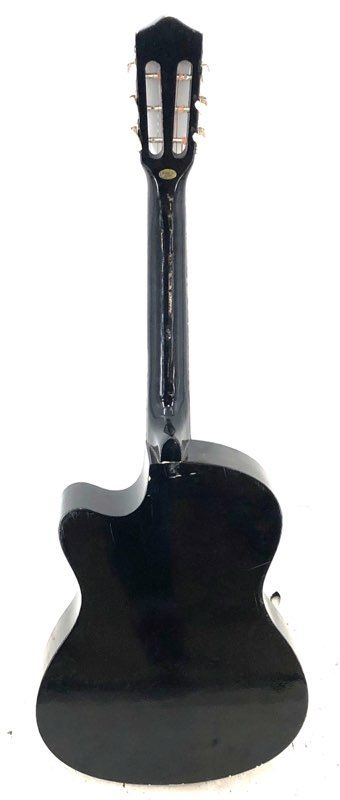 Lagrima Black 6-String Acoustic Guitar With Stand