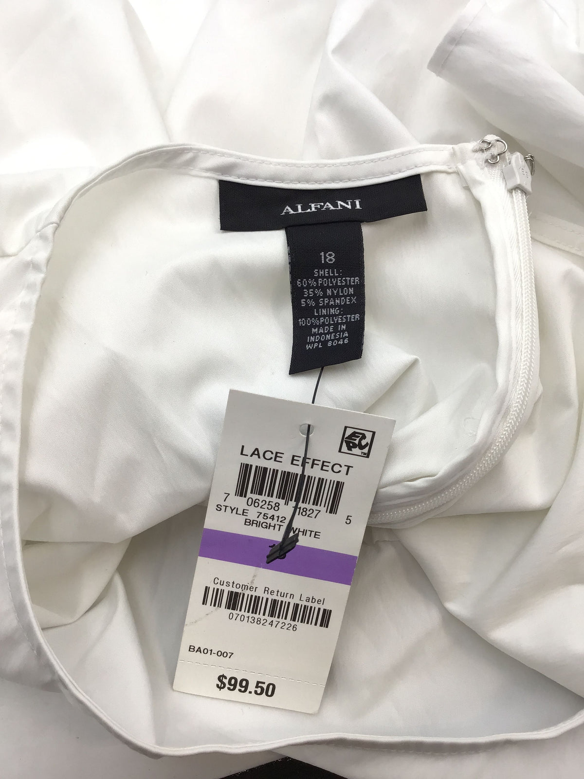 NWT Alfani Women&#39;s Bright White A-Line Dress - Size 18