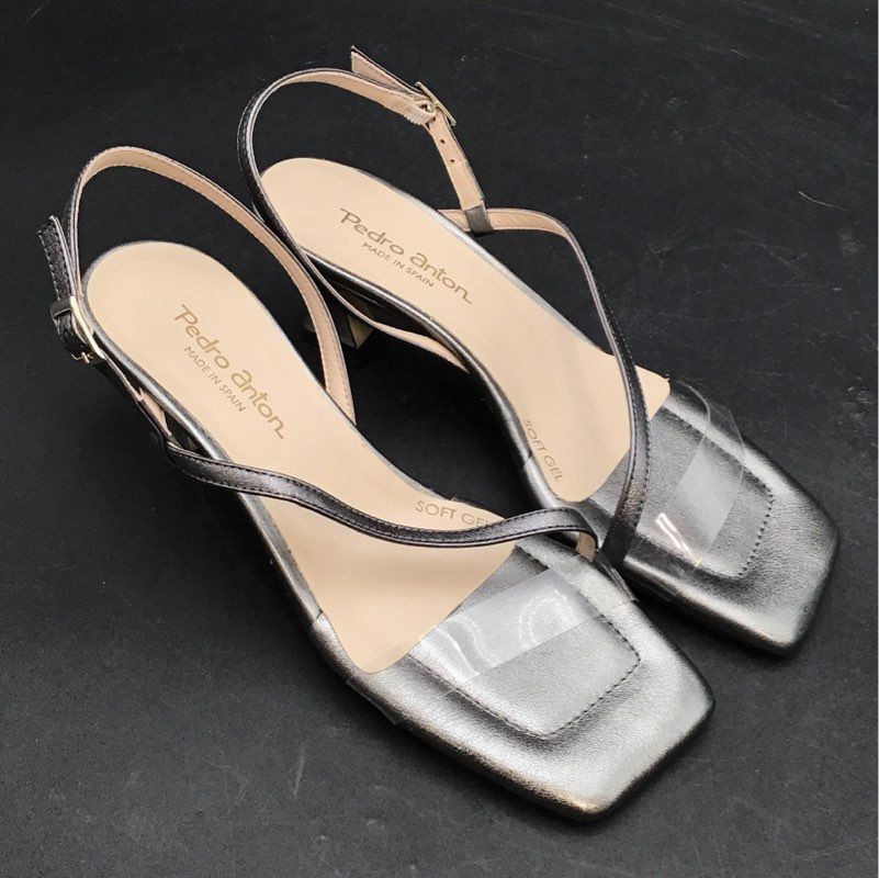 New Pedro Anton Women's Silver Slingback Heels - Size 39