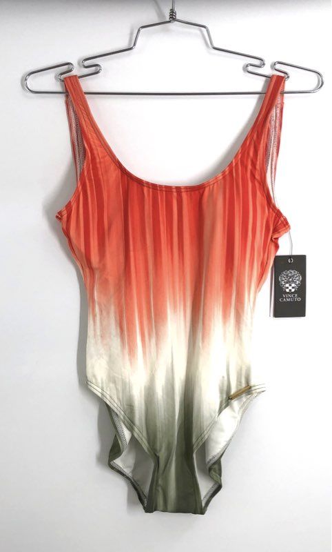 Vince Camuto Women's One Piece Swimsuit Ombre Stripe Safari Green NWT Sz 6