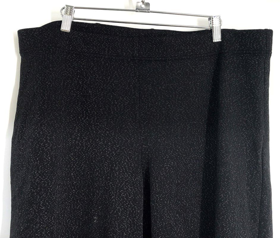 LOFT Women's Black Silver Shimmer Sparkle Knit Pull On Petite Pants Sz XLP
