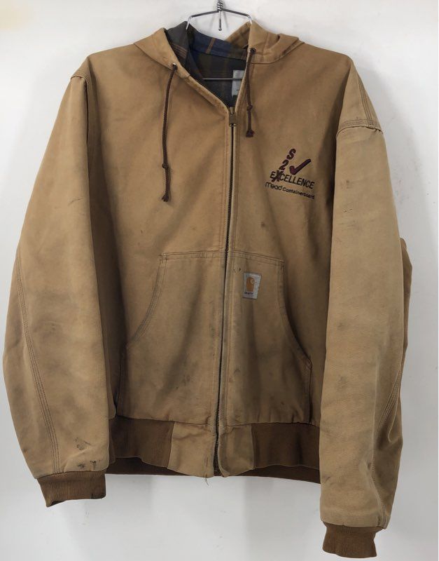 Vintage Carhartt Men's Brown Hooded Bomber Jacket - Size L