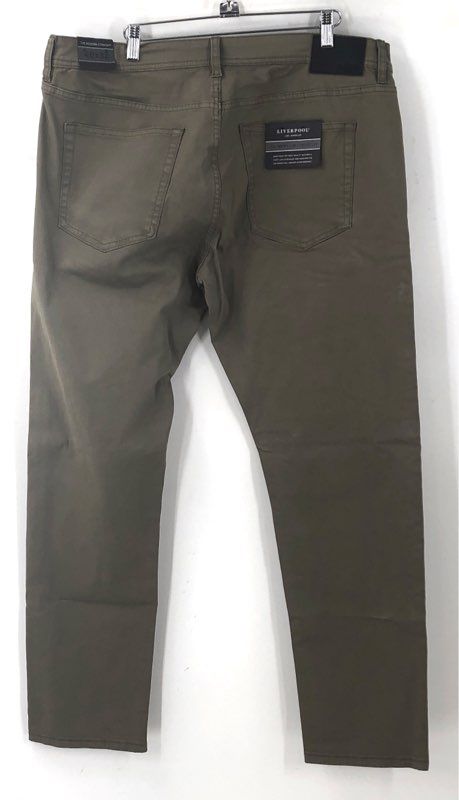 NWT Liverpool Men's Modern Straight Chino Pants Military Green 5-Pocket 40x32