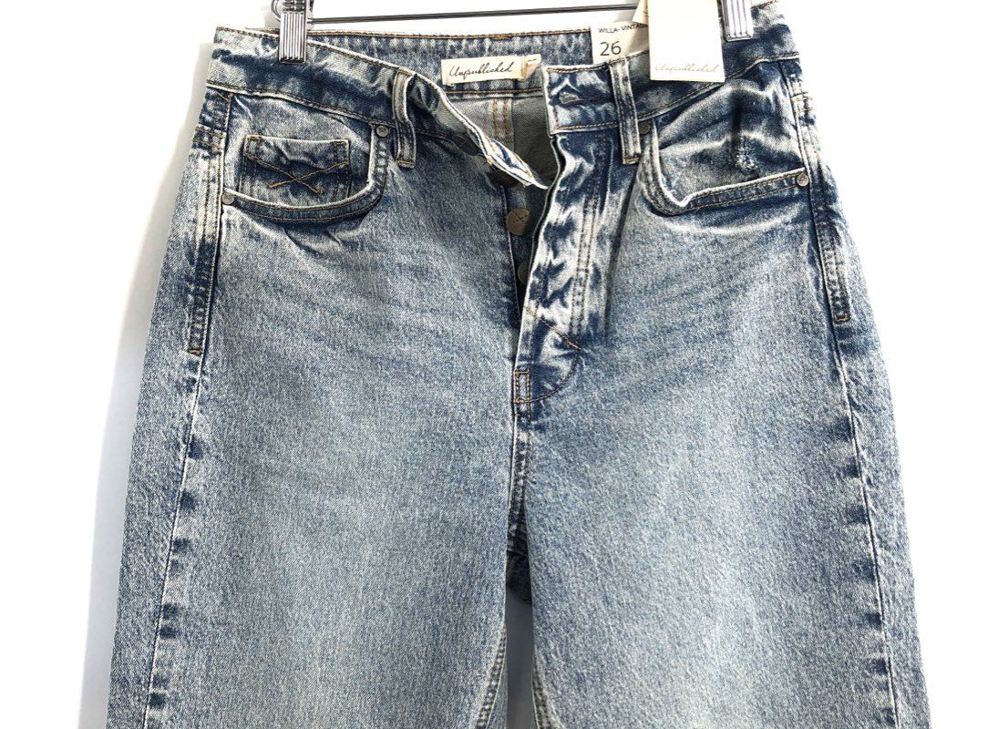 Unpublished Women's Willa Vintage High Rise Straight Jeans Acid Wash Blue NWT 26