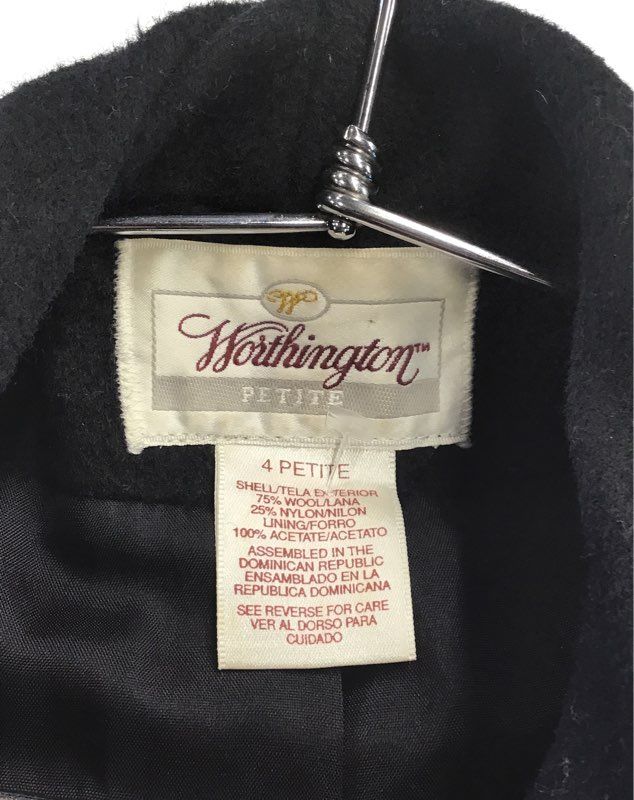 Worthington Women&#39;s Black Double-Breasted Coat - Size 4