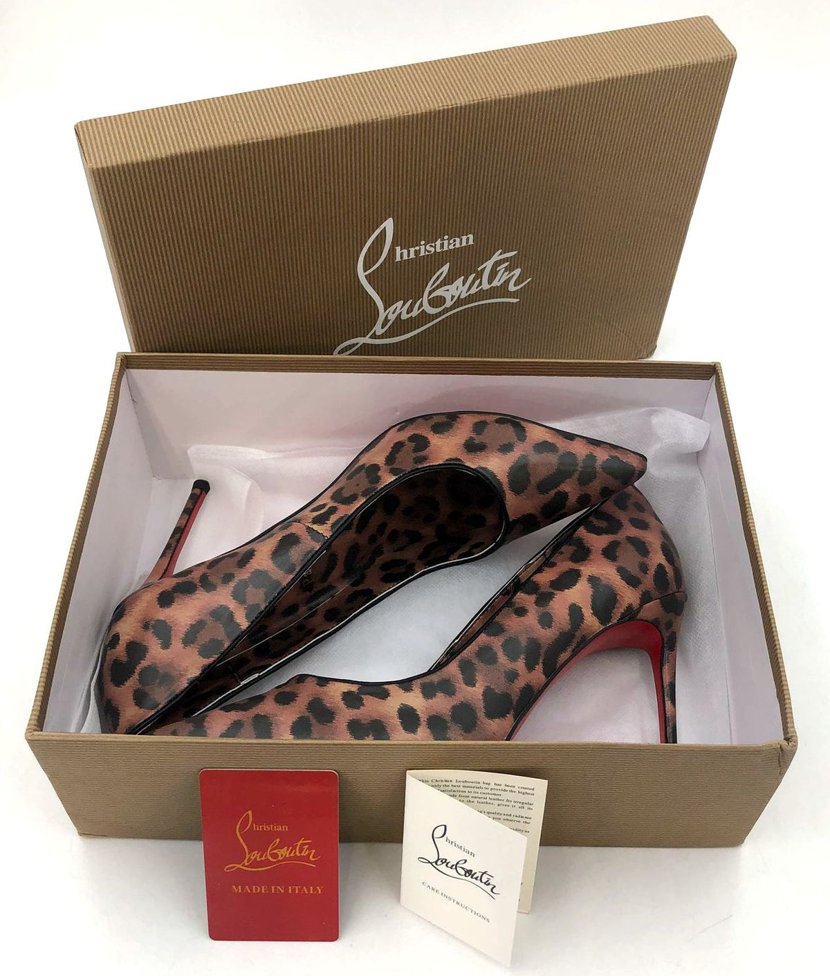 Christian Louboutin Inspired Women's Tan/Brown Cheetah Print Pump Heels - Sz 42