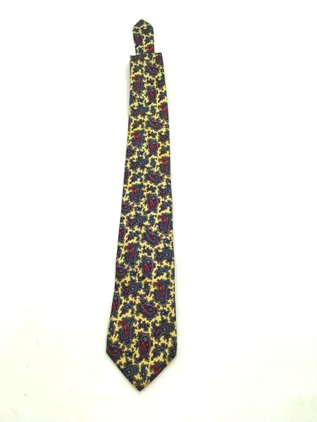 Christian Dior Men&#39;s Yellow Paisley Silk Pointed Tie One Size With COA