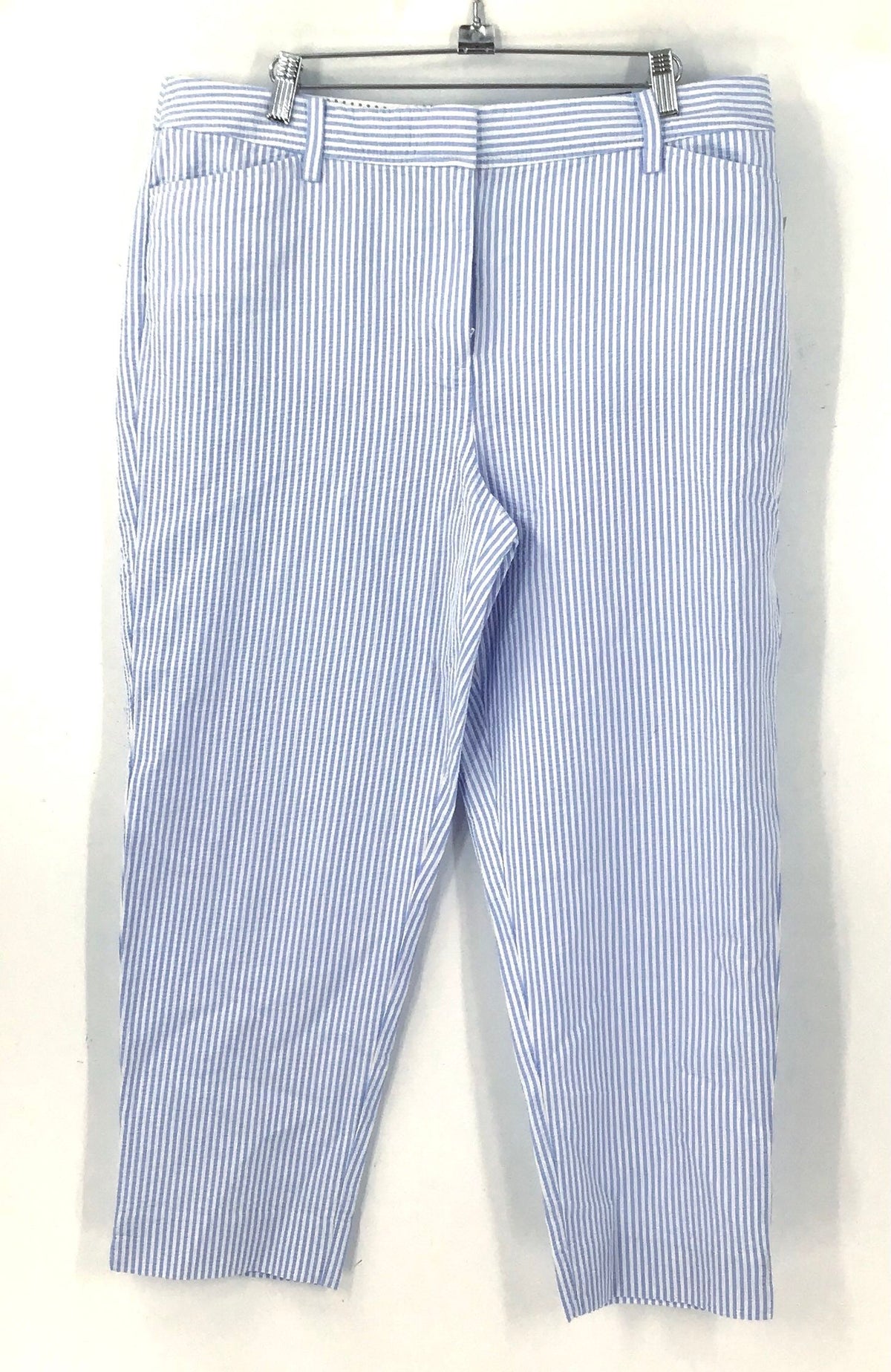 NWT Talbots Women's Blue Striped Perfect Cropped Pants - Size 14
