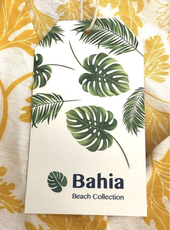 Bahia Women's Shelley Beach Dress Yellow White Floral Leaf Ruffle NWT Size M