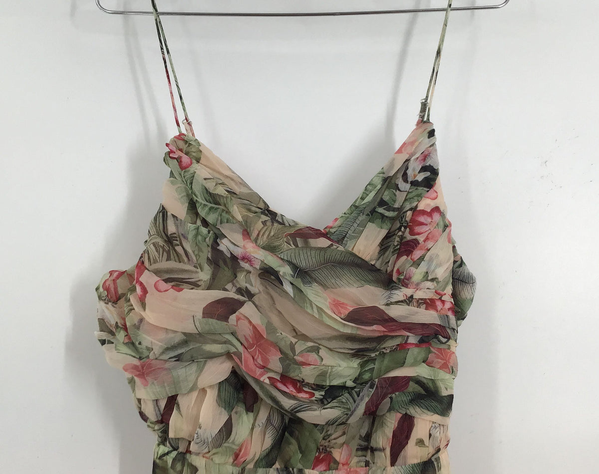 NWT Guess Womens Peach Orchid Jungle Print One-Piece Jumpsuit - Size M