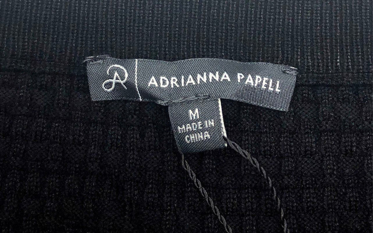 Adrianna Papell Women's Black Textured Knit Frayed Hem Button Skirt Sz M NWT