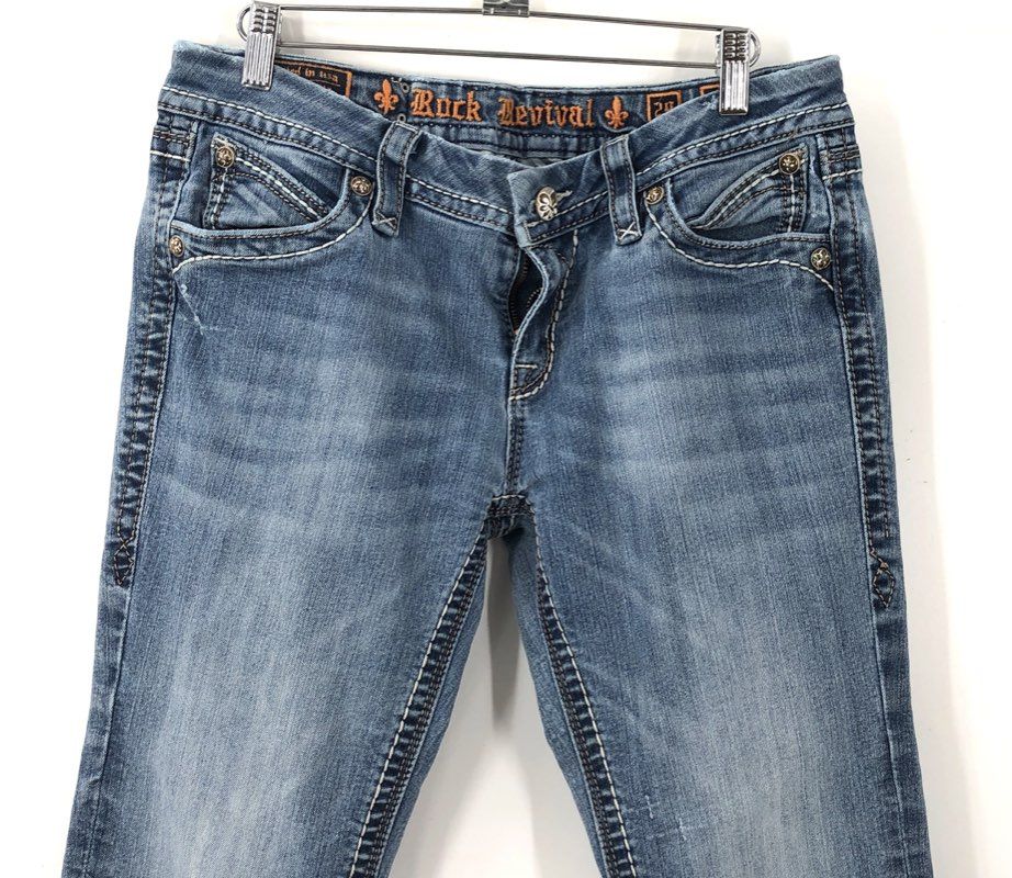 Rock Revival Women's Blue Leah Denim Easy Bootcut Jeans - Size 29