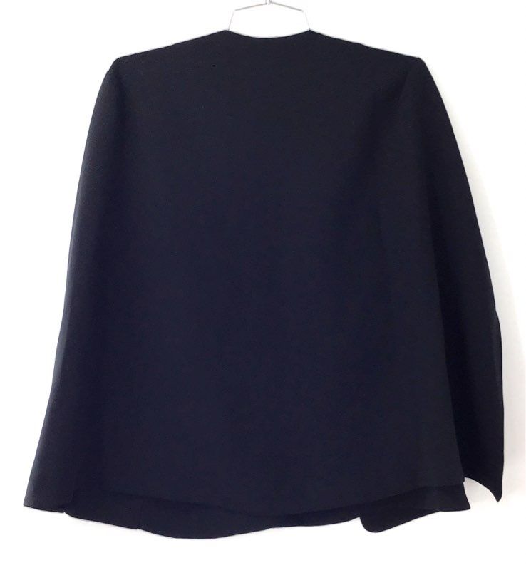 Kaari Blue Women's Botanical Beauty Cape Blazer Black Open Front Sz M NWT