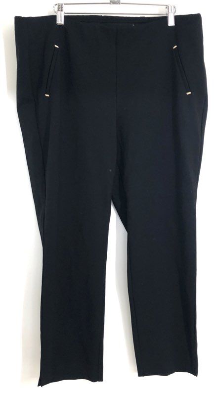 Chico's Women's Black Pull-On Gold Trim Pocket Petite Pants Size 16P
