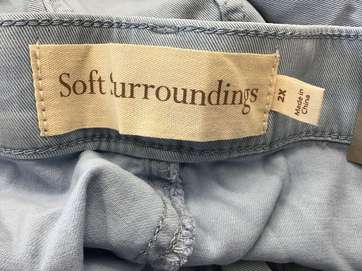 NWT Soft Surroundings Women&#39;s Light Chambray Fly Front Trouser Pants - Size 2X