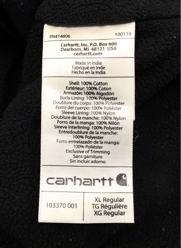 Carhartt Men's Black Full Swing Armstrong Canvas Work Jacket Sz XL Regular