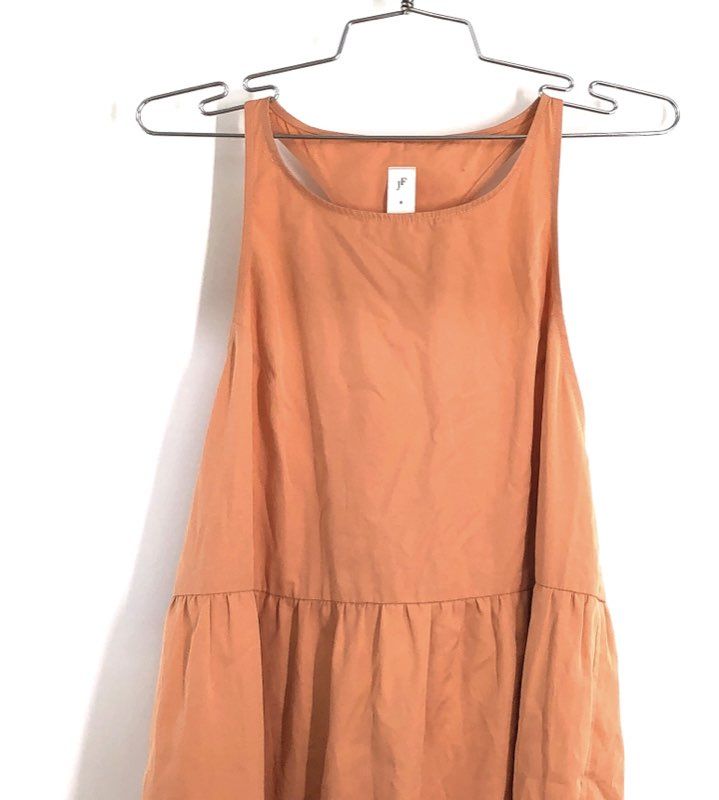 Janessa Leone Women's Terracotta Tiered Cotton Maxi Dress Racerback Pocket Sz 1