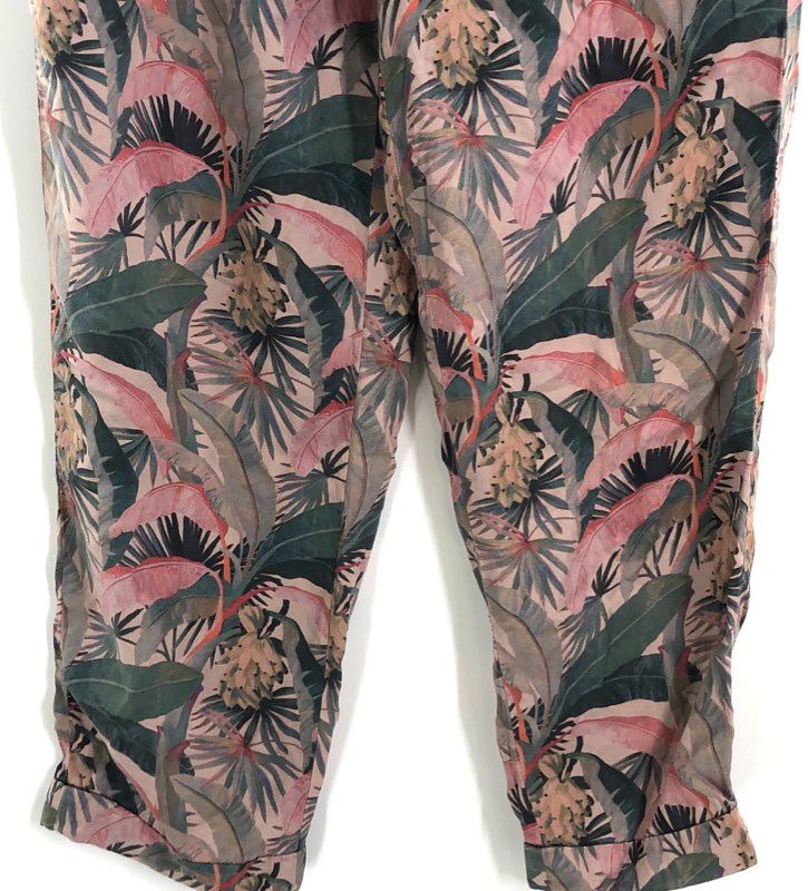 Mason's Women's Pink Green Tropical Linda Summer Lyocell Trousers Sz IT 36