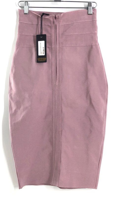 Valiant Paris Women's WC682 High Waisted Blush Pink Bandage Skirt NWT Sz S