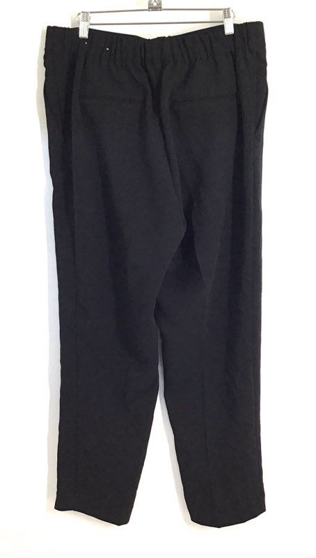 Ann Taylor Women's Black Flat Front Elastic Back Tapered Leg Pants Size L